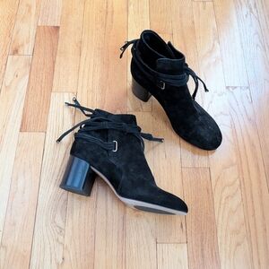 Rag & Bone Black Suede Dalia Wrap Ankle Boots